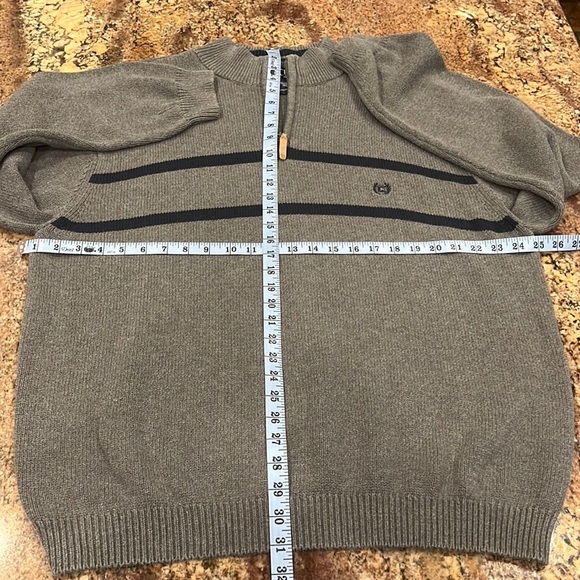 CHAPS Men’s XXL Sweater 100% Cotton, Long Sleeves, Gray/Navy, EUC - Picture 6 of 13